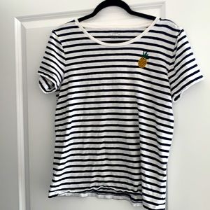 Gently used (no stains/tears) navy striped t-shirt